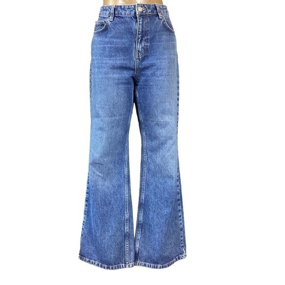 TOP SHOP TWO Blue Jeans High Waisted Rigid 90s Flare 30x30 ( meas 33x29.5) #302E - Picture 6 of 12